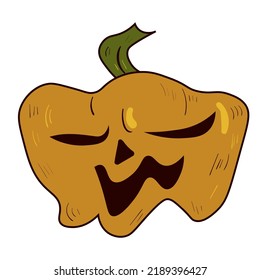 Halloween pumpkin . Vector spooky doodle icon. Colourful illustration on white background.