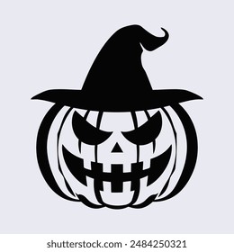 Halloween pumpkin Vector, Spooky Halloween pumpkin, Halloween Pumpkin Face Icon Flat Vector, Spooky Halloween logo, 