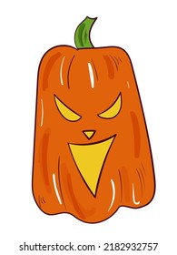 Calabaza de Halloween. Icono de espeluznante vector. Ilustración colorida sobre fondo blanco.