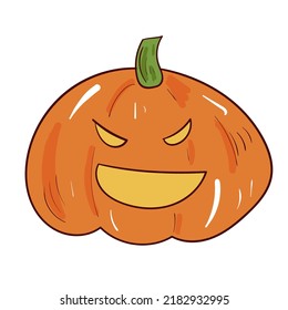 Calabaza de Halloween. Icono de espeluznante vector. Ilustración colorida sobre fondo blanco.