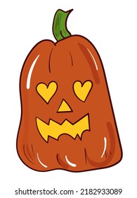Halloween pumpkin. Vector spooky icon. Colourful illustration on white background.