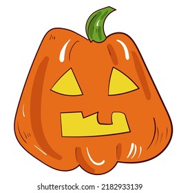 Halloween pumpkin. Vector spooky icon. Colourful illustration on white background.