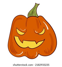 Halloween pumpkin. Vector spooky icon. Colourful illustration on white background.