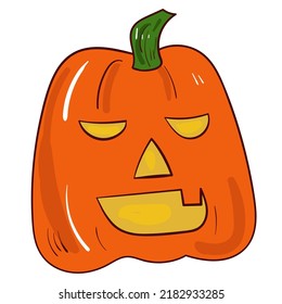 Halloween pumpkin. Vector spooky icon. Colourful illustration on white background.