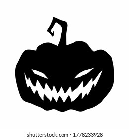 Halloween pumpkin, vector stock illustration. Hand drawn black silhouete for decor, card, cutting, logo or t shirt design.