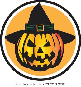 Halloween pumpkin vector using black hat