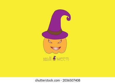 Halloween Calabaza Vector Ilustración Fondo Amarillo