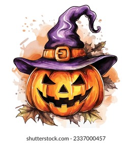 Halloween Pumpkin Watercolor Clipart Design