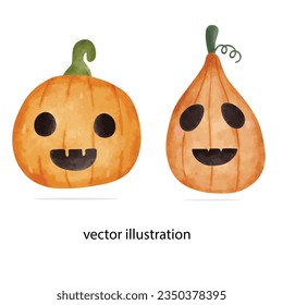 Halloween pumpkin Watercolor style vector illustration