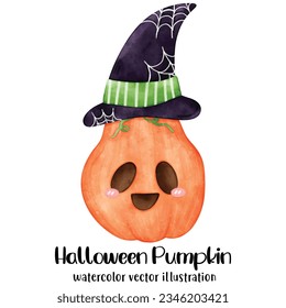 Halloween Pumpkin, Pumpkin, watercolor style, Pumpkin witch