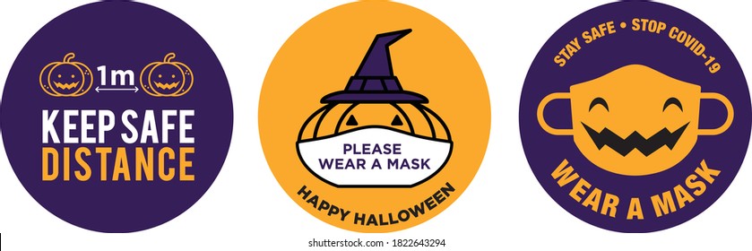 Halloween pumpkin wear face mask signage