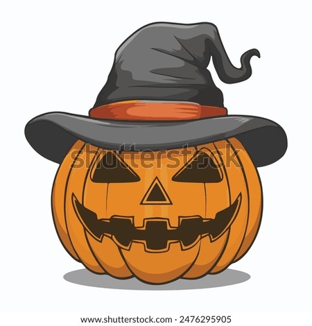 Halloween pumpkin wearing hat illustration in vector