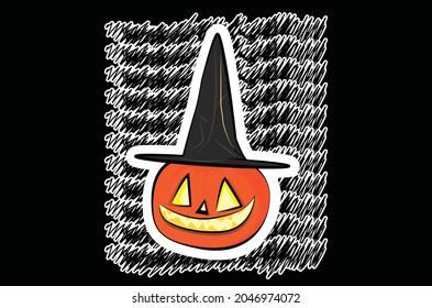 Halloween pumpkin wearing witch hat- Halloween 