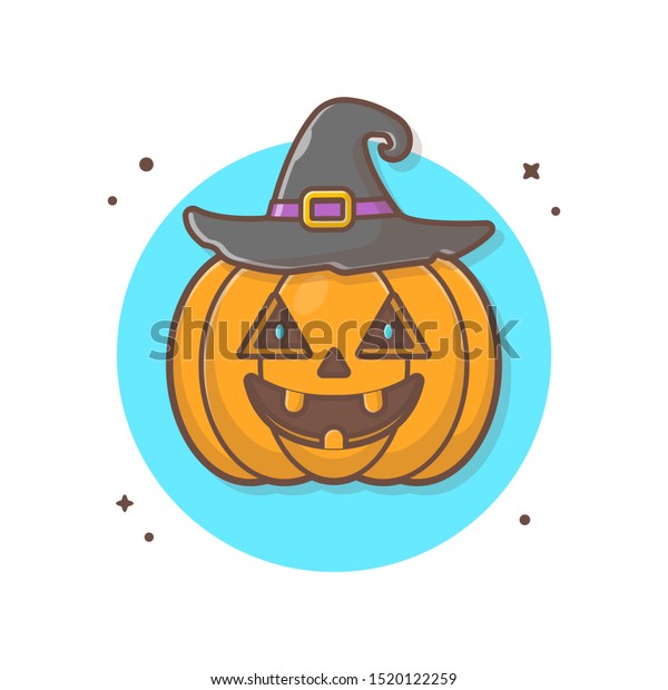 Halloween Pumpkin Wearing Witch Hat Vector Stock Vector Royalty Free 1520122259 Shutterstock 6769