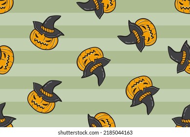 Halloween pumpkin witch cartoon pattern