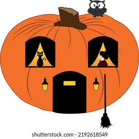 halloween pumpkin witch cat owl mop eps 10 vector