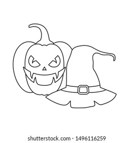 halloween pumpkin with witch hat