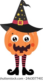 Halloween pumpkin with witch hat