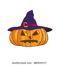 halloween pumpkin in witch hat