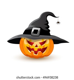 Halloween pumpkin in Witch hat