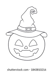 halloween pumpkin with witch hat icon vector illustration design