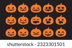 Halloween Pumpking vector set illustration