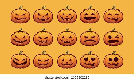 Halloween Pumpking vector set illustration