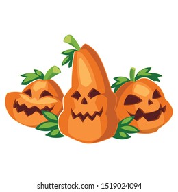 Halloween pumpkin.Jack o Lantern.  Vector illustration in a cartoon style. Isolated on white background. Elements for you Halloween.