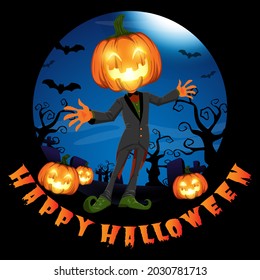 Halloween pumpkin.Jack-o-lantern character Vector design.Happy Halloween