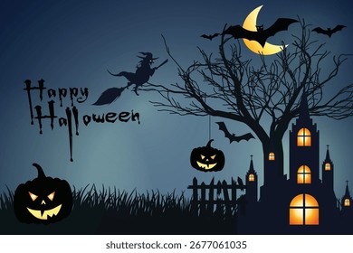 Fondo de calabazas de Halloween Vector de ilustración de Jack O'Lantern.