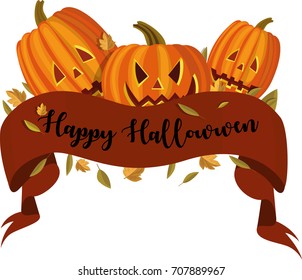 Halloween pumpkins beautiful hand drawn vector illustration. 