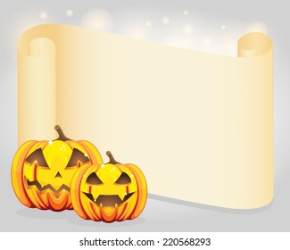 Halloween pumpkins and blank wish scroll
