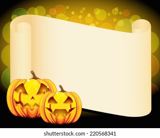 Halloween pumpkins and blank wish scroll