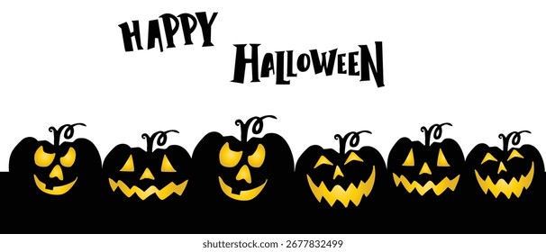 Halloween Pumpkins Border with Happy Halloween Text