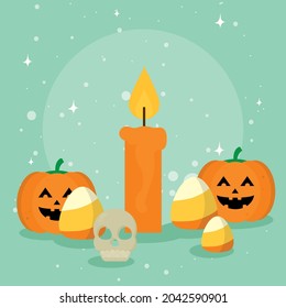 halloween pumpkins and candle scene