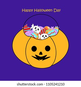 Halloween Pumpkins and Candy Vector, illustration