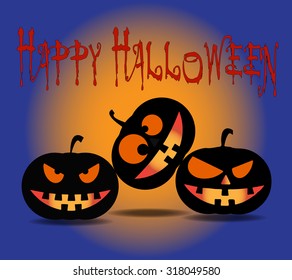 Halloween Pumpkins card vector illustration