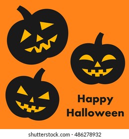 Halloween pumpkins card. Vector illustration