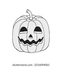 Halloween Pumpkins, Carved Pumpkins 2. Halloween party decorations, haunted house decorations. Black Hand Drawn Spooky Halloween Doodle Design Elements. Haunted house decorations. Vector Illustration.