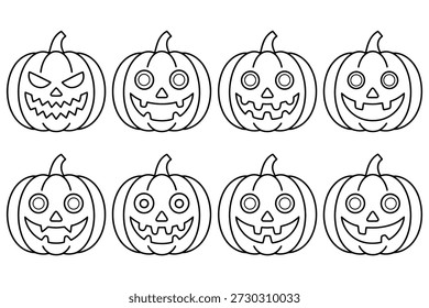 Abóboras de Halloween esculpidas faces jack o lanterna