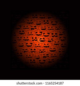 halloween pumpkins carved faces red moon background,vector