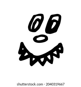 Halloween pumpkins carved faces silhouettes. Black and white images. Vector illustration