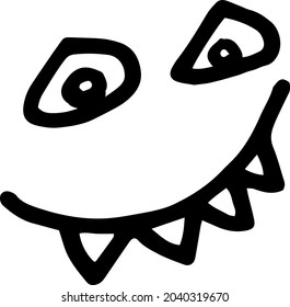 Halloween pumpkins carved faces silhouettes. Black and white images. Vector illustration