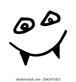 Halloween pumpkins carved faces silhouettes. Black and white images. Vector illustration