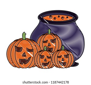 halloween pumpkins and cauldron magic