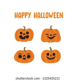 Halloween pumpkins collection. Cute illustrations. Pumpkin funny characters set.