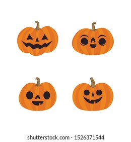 Halloween pumpkins collection. Cute illustrations. Pumpkin funny characters set.