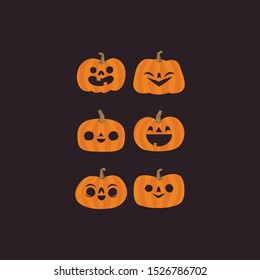 Halloween pumpkins collection. Cute illustrations. Pumpkin funny characters set.
