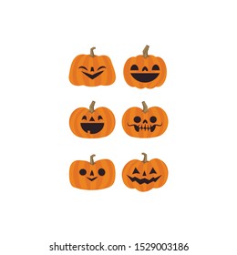 Halloween pumpkins collection. Cute illustrations. Pumpkin funny characters set.
