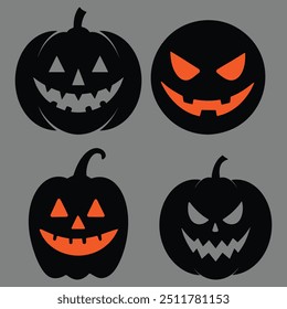 Halloween Pumpkins collection. Pumpkins Silhouette Set. Happy Halloween Collection. Pumpkin Silhouette. Black Icon Of pumkin.